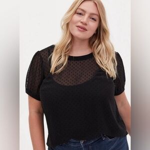 Torrid Crinkle Chiffon Rib Trim Top